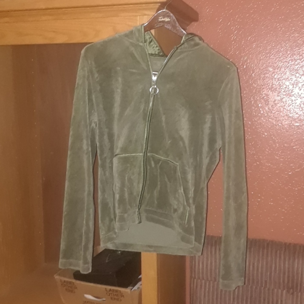 Jones New York Green Velour Hoodie